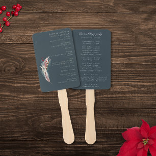 Elegant Boho Rustic Pampas & Pine Green Tan Red Pr Hand Fan