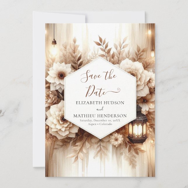 Elegant Boho Rustic Wedding Save The Date (Front)