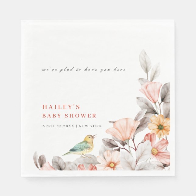 Elegant Boho Rustic Wildflower Baby Shower  Napkin (Front)