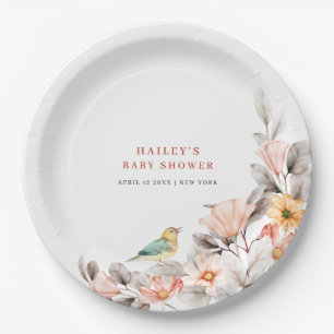 Elegant Boho Rustic Wildflower Baby Shower Paper Plate