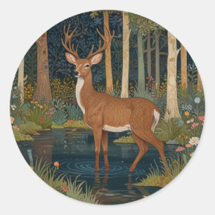 Elegant boho rustic woodland forest deer elk classic round sticker