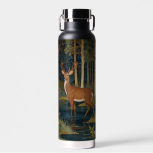 Elegant boho rustic woodland watercolor deer water bottle