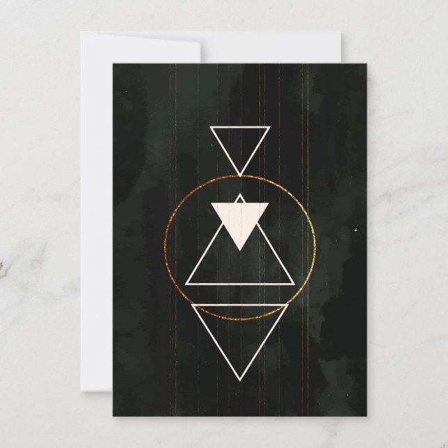 Elegant Boho Sacred Geometry Gold Circle Triangles Invitation (Front)