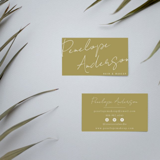Elegant Boho Sage Green Chic Minimalist Modern     Business Card (Creator Uploaded)