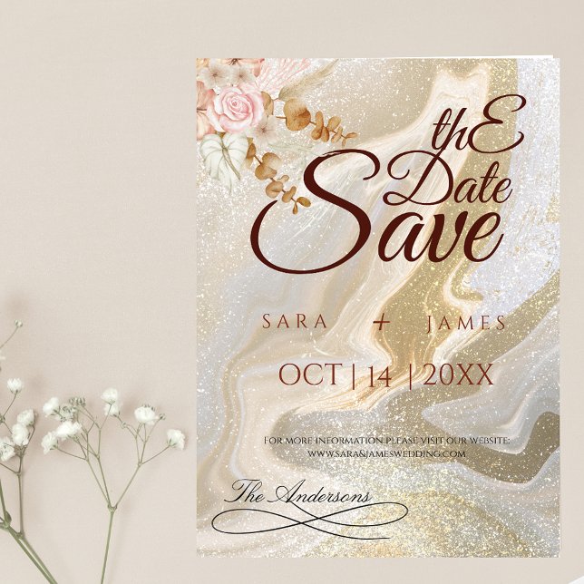 Elegant boho Save the Date Announcement Card  (Creator Uploaded)