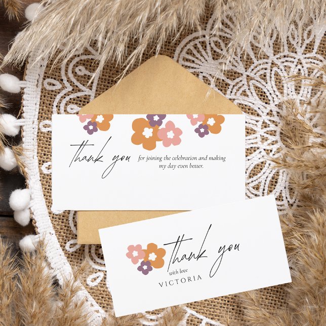 Elegant Boho Script Floral  Thank You Card (Creator Uploaded)