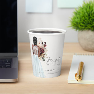 Elegant Boho Sky Blue Wedding Gown Bridal Shower Paper Cups