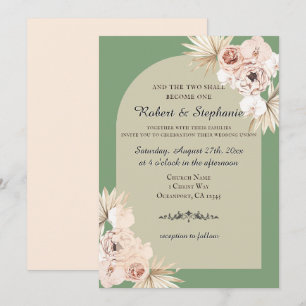 Elegant Boho Spring Peony Christian Wedding Invitation