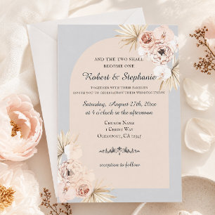 Elegant Boho Spring Peony Christian Wedding Invitation