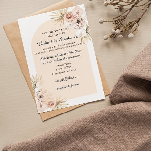 Elegant Boho Spring Peony Christian Wedding  Invitation