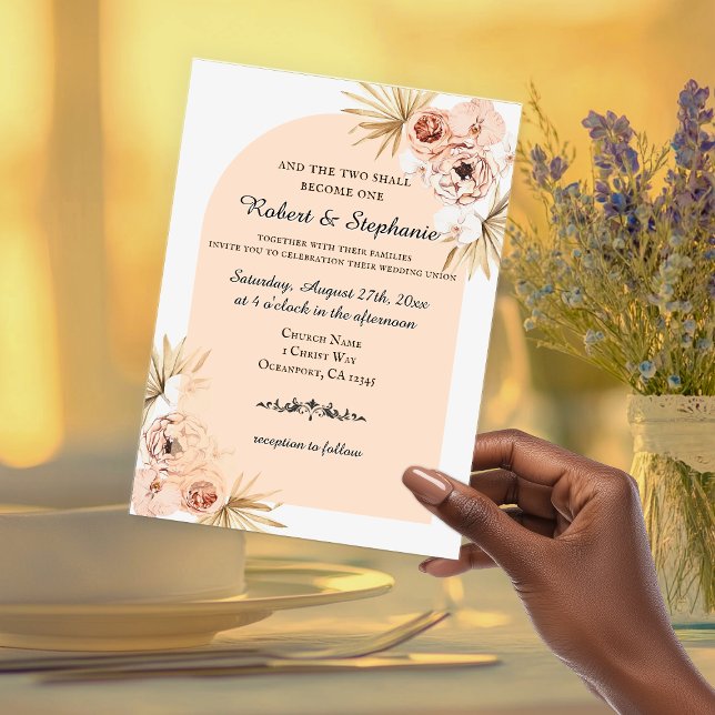 Elegant Boho Spring Peony Christian Wedding  Invitation (Creator Uploaded)