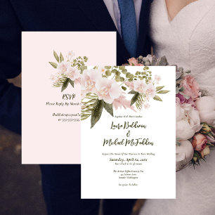 Elegant Boho Style Blush Pink Wedding Invitation