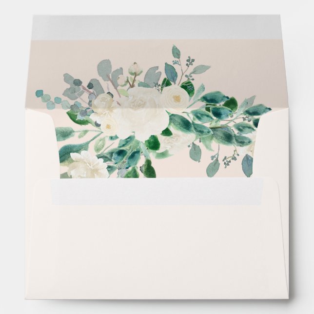 Elegant Boho Summer Spring Ivory Floral Wedding Envelope (Back (Bottom))