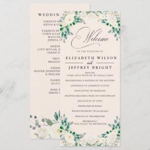 Elegant Boho Summer Spring Ivory Floral Wedding Program