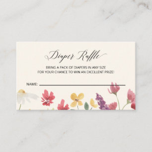 Elegant Boho Summer Wildflowers Diaper Raffle Enclosure Card