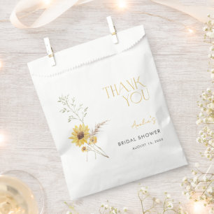 Elegant Boho Sunflower Thank You Bridal Shower Favour Bag