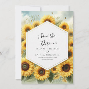 Elegant Boho Sunflower Wedding Save The Date