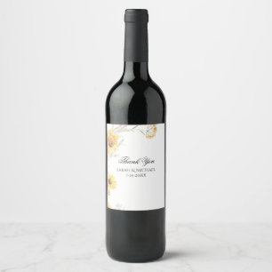 Elegant Boho Sunflowers Wedding Wine Label