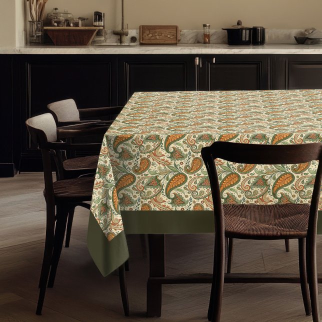 Elegant Boho Tablecloth with Paisley Swirl Design (Elegant Boho Tablecloth with Paisley Swirl Design)