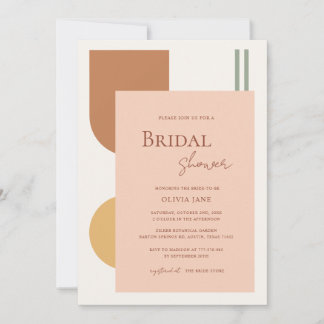 Elegant Boho Terracotta Arches Retro Bridal Shower Invitation