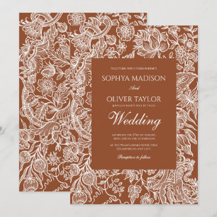Elegant Boho Terracotta Botanical Garden Floral Invitation