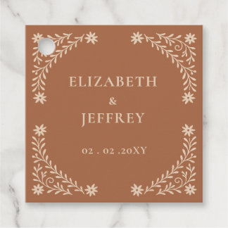 Elegant Boho Terracotta Floral Wedding  Favour Tags