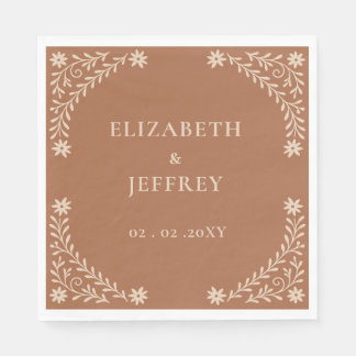 Elegant Boho Terracotta Floral Wedding  Napkin