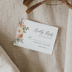 Elegant Boho Terracotta Floral Wedding RSVP Card