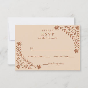 Elegant Boho Terracotta Floral Wedding  RSVP Card