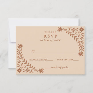 Elegant Boho Terracotta Floral Wedding  RSVP Card