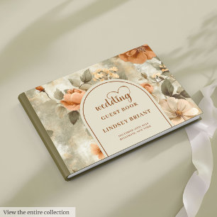 Elegant Boho Terracotta Ivory Sage Floral Wedding Guest Book