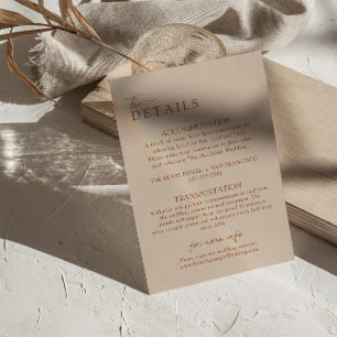 Elegant Boho Terracotta Modern Wedding Details Enclosure Card