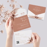 Elegant Boho Terracotta Pampas QR Code Wedding All In One Invitation<br><div class="desc">Thank you for checking to my design. this is not a coincidence, if you are looking for Elegant Rustic Terracotta wedding all in one invitation it means this wedding invitation is for you. A Combination of Trendy Calligraphy and watercolor rustic floral with pampas grass. You can easily Invite your friends...</div>