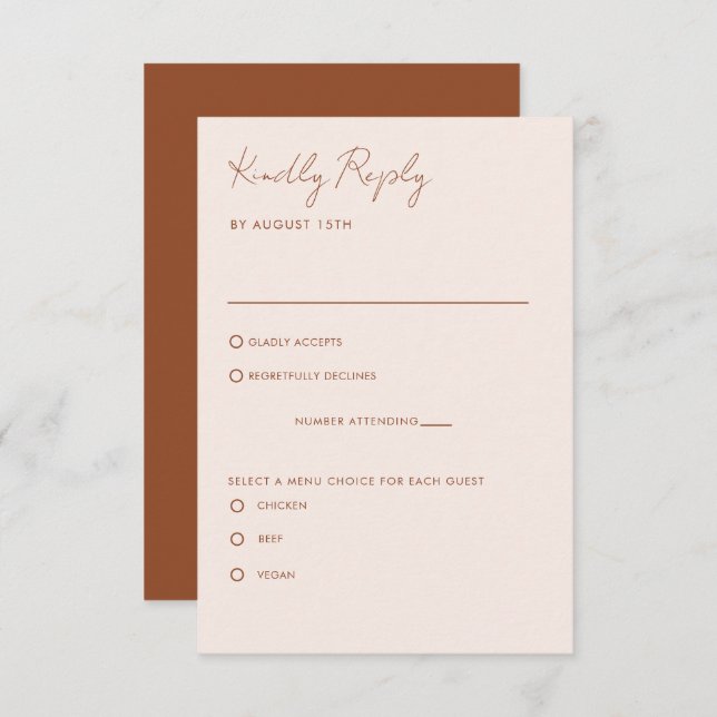 Elegant Boho Terracotta RSVP Enclosure Card (Front/Back)