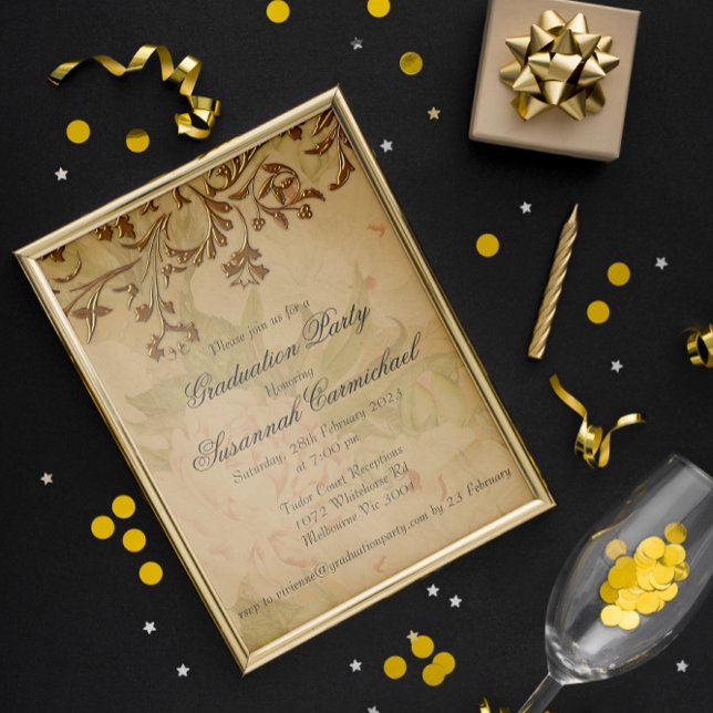 Elegant Boho Vintage Graduation Party Invitation (Creator Uploaded)