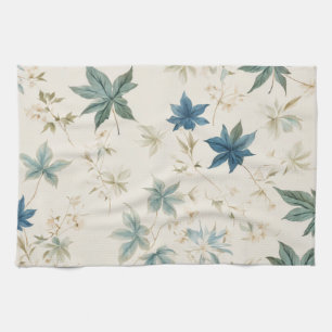 Elegant Boho Vintage Maple Leaves Floral Pattern Tea Towel
