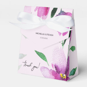 Elegant Boho Violet Floral Watercolor Art Favour Box