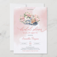 Elegant boho watercolor blush pink roses tea party