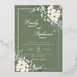Elegant Boho Watercolor Floral Black Gold Wedding