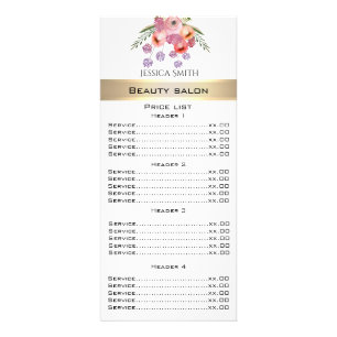 Elegant boho watercolor floral bouquet menu card