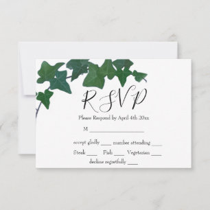 Elegant boho watercolor Green English Ivy     RSVP Card