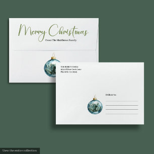 Elegant Boho Watercolor Pine Wreath Xmas Envelope