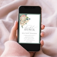 Elegant Boho Watercolor Protea Bridal Shower Invit