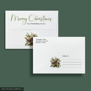 Elegant Boho Watercolor Rustic Botanical Christmas Envelope