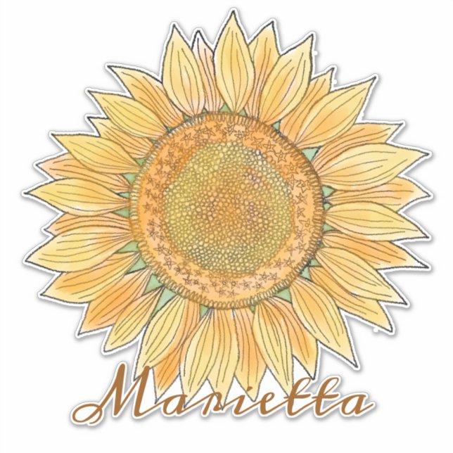 Elegant Boho Watercolor Sunflower Art Personalised (Front)