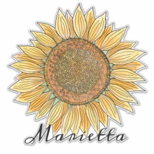 Elegant Boho Watercolor Sunflower Art Personalised