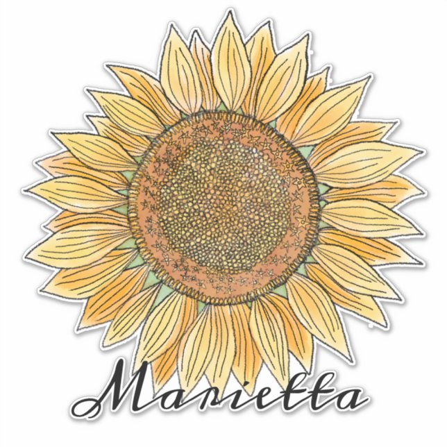 Elegant Boho Watercolor Sunflower Art Personalised (Front)
