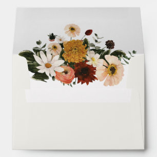 Elegant Boho Watercolor Wildflower Wedding Envelope