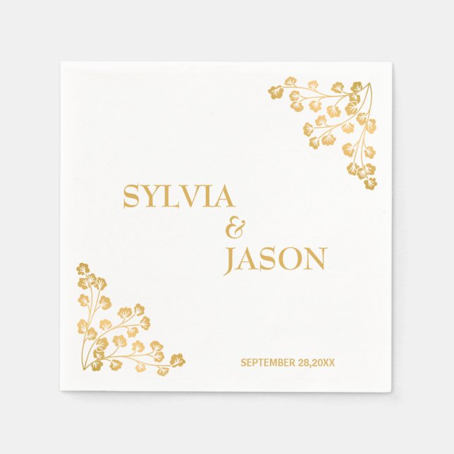 Elegant Boho Wedding Cocktail Paper Napkin (Front)