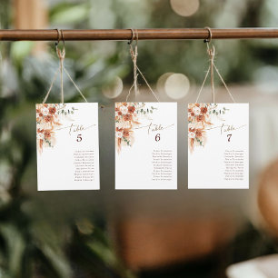 Elegant Boho Wedding Reception Table Card